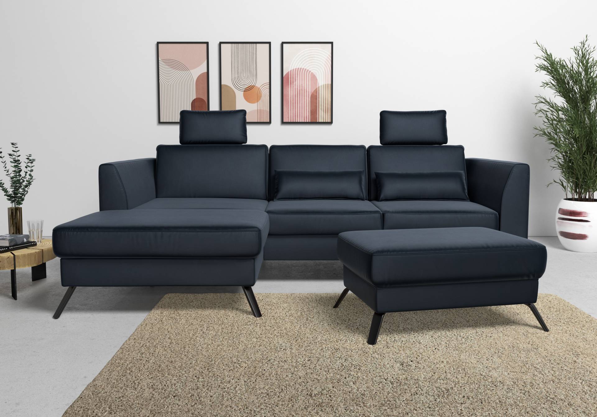 sit&more Ecksofa »Olsen L-Form«, inklusive Sitztiefenverstellung, wahlweise mit Bettfunktion, 15cm hoch von sit&more