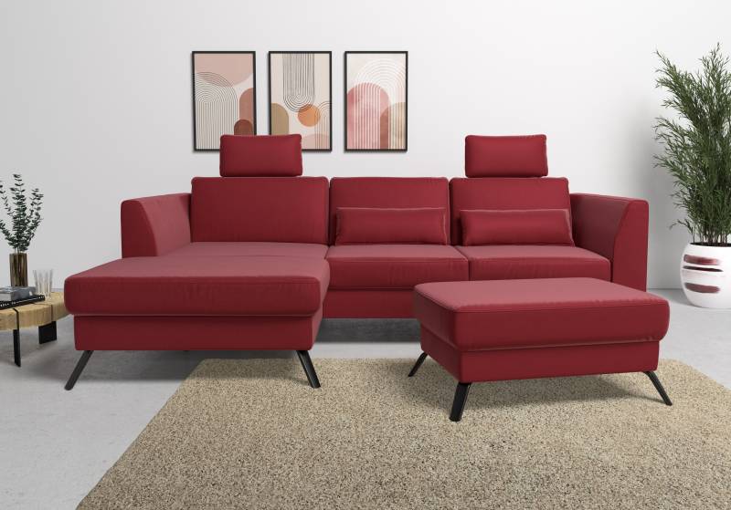 sit&more Ecksofa »Olsen L-Form«, inklusive Sitztiefenverstellung, wahlweise mit Bettfunktion, 15cm hoch von sit&more