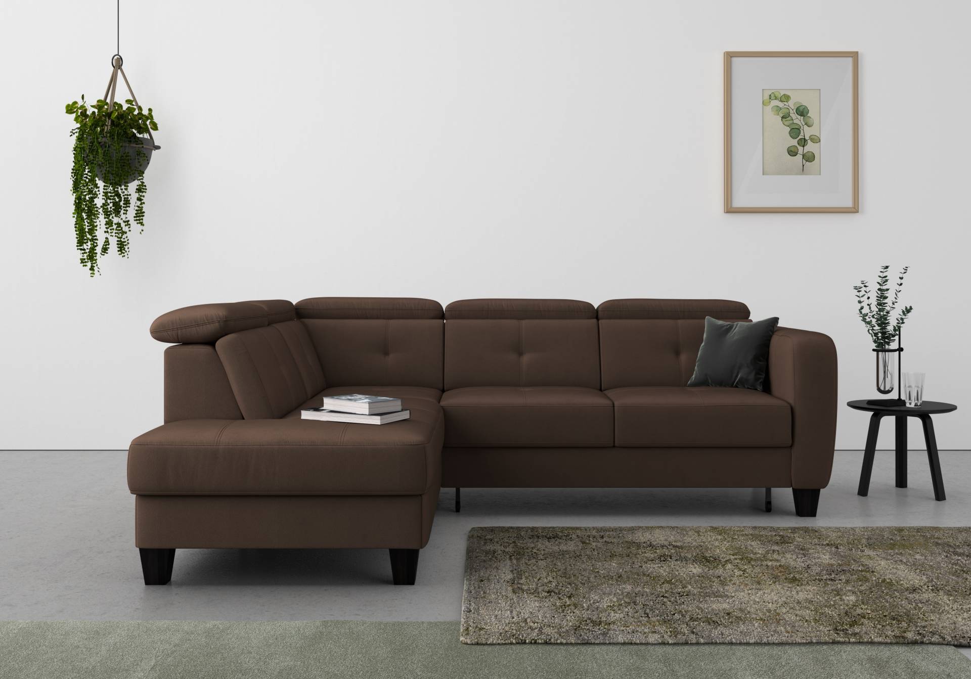 sit&more Ecksofa »Belluci L-Form«, inklusive Federkern, wahlweise mit Bettfunktion und Bettkasten von sit&more