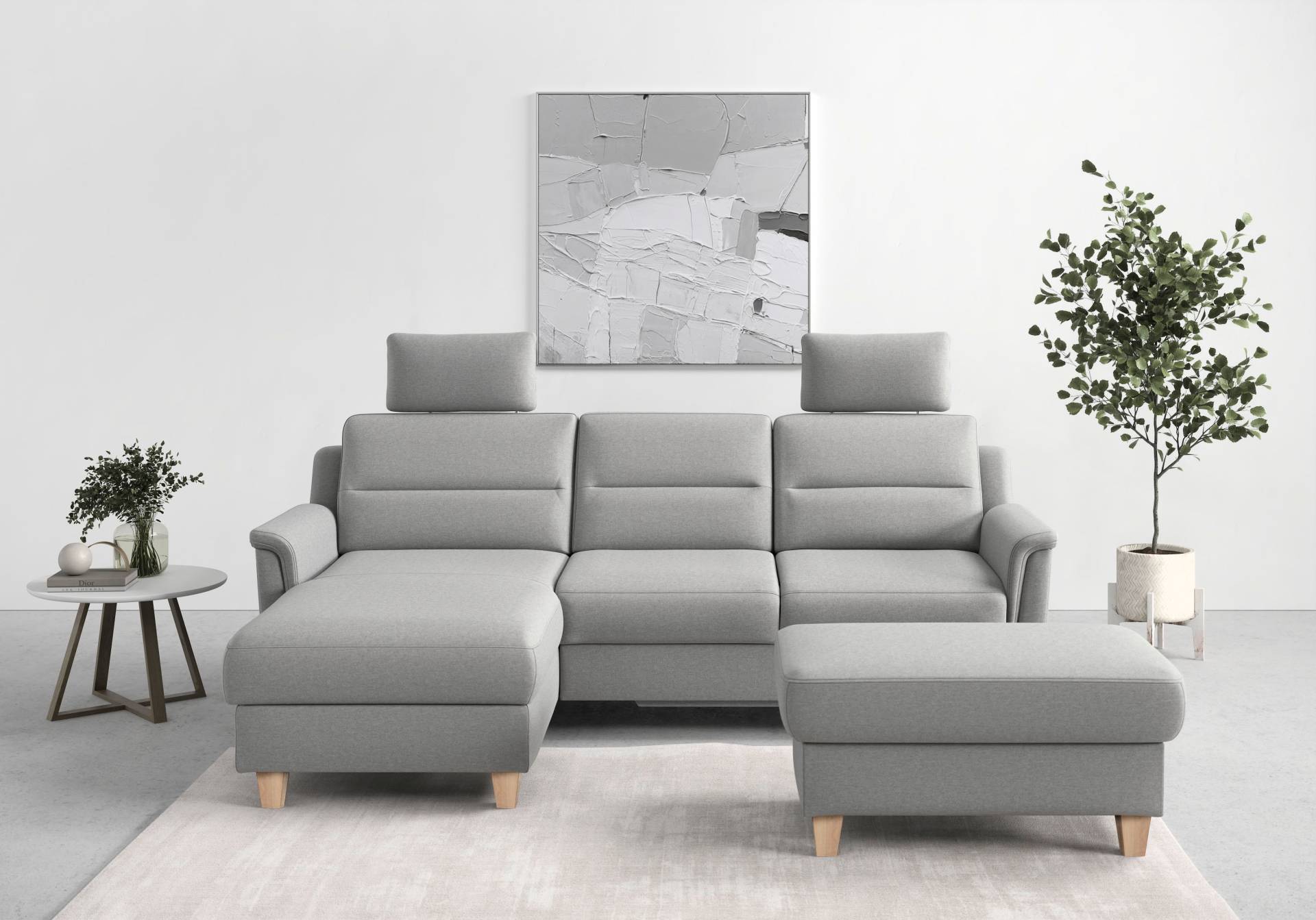 sit&more Ecksofa »Farö L-Form«, inklusive Federkern, wahlweise mit Bettfunktion und Bettkasten von sit&more