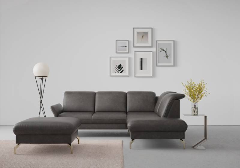 sit&more Ecksofa »Fashion L-Form«, wahlweise mit Kopfteilverstellung, Vorziehsitz, motorisch, Nickelfüsse von sit&more