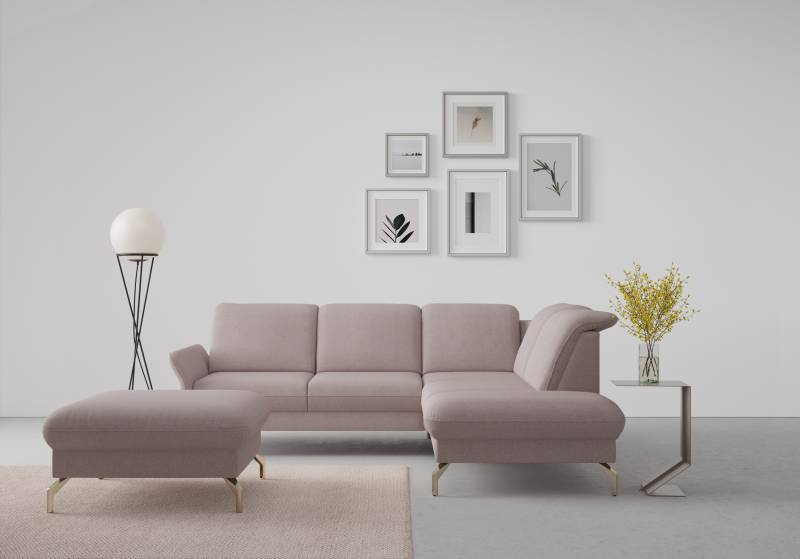 sit&more Ecksofa »Fashion L-Form«, wahlweise mit Kopfteilverstellung, Vorziehsitz, motorisch, Nickelfüsse von sit&more