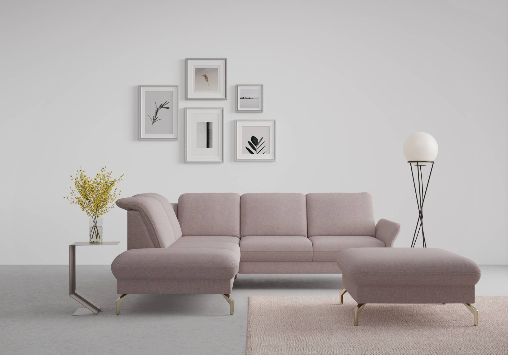 sit&more Ecksofa »Fashion L-Form«, wahlweise mit Kopfteilverstellung, Vorziehsitz, motorisch, Nickelfüsse von sit&more