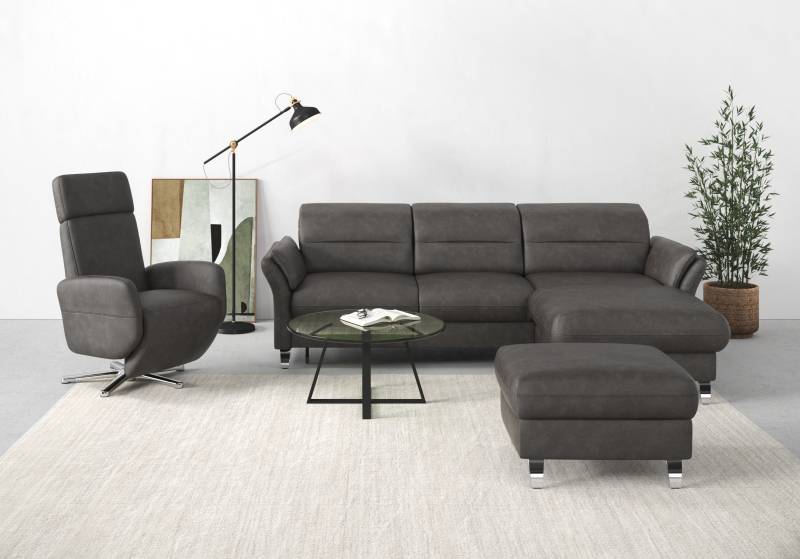 sit&more Ecksofa »Grenoble L-Form mit Federkern«, wahlweise mit Bettfunktion, Bettkasten, Arm- und Kopfteilverstellung von sit&more