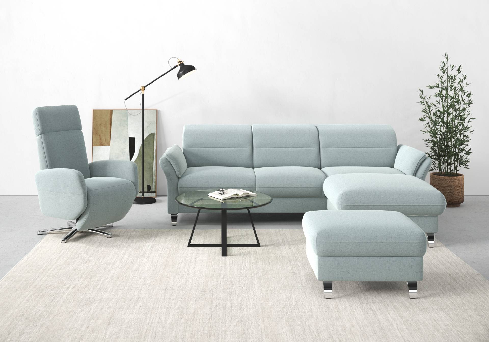 sit&more Ecksofa »Grenoble L-Form mit Federkern«, wahlweise mit Bettfunktion, Bettkasten, Arm- und Kopfteilverstellung von sit&more