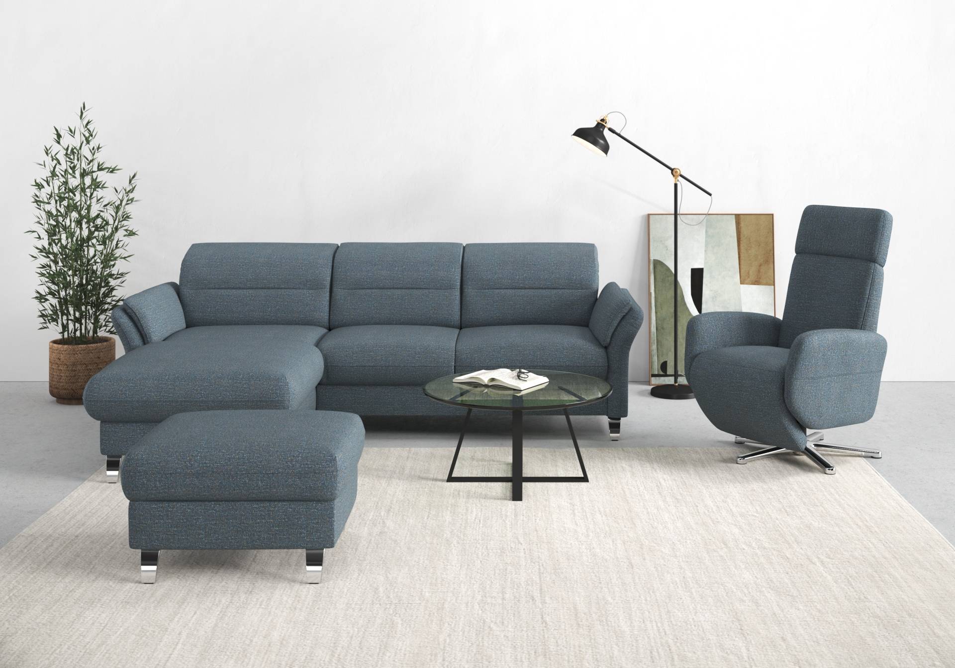 sit&more Ecksofa »Grenoble L-Form mit Federkern«, wahlweise mit Bettfunktion, Bettkasten, Arm- und Kopfteilverstellung von sit&more