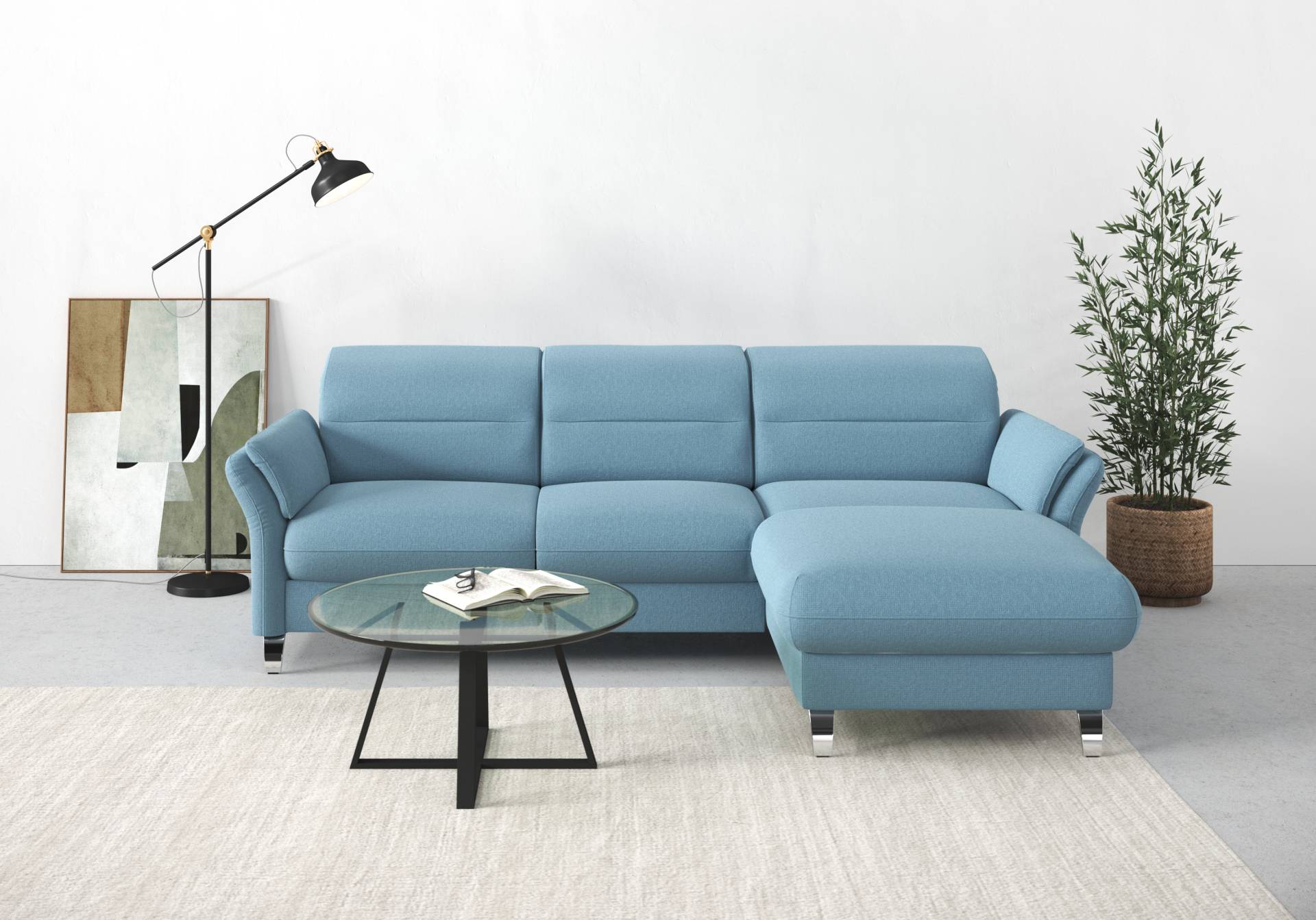 sit&more Ecksofa »Grenoble L-Form mit Federkern«, wahlweise mit Bettfunktion, Bettkasten, Arm- und Kopfteilverstellung von sit&more