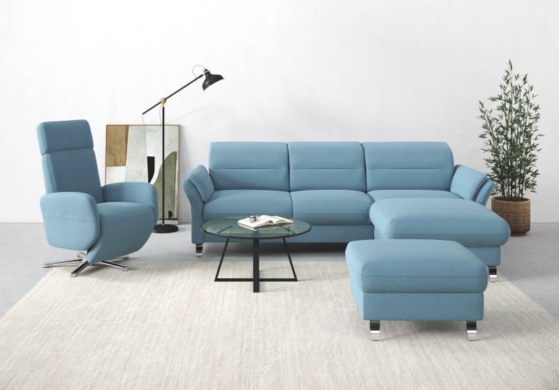 sit&more Ecksofa »Grenoble L-Form mit Federkern«, wahlweise mit Bettfunktion, Bettkasten, Arm- und Kopfteilverstellung von sit&more