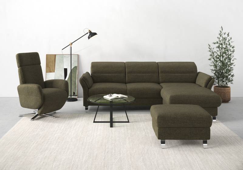 sit&more Ecksofa »Grenoble L-Form mit Federkern«, wahlweise mit Bettfunktion, Bettkasten, Arm- und Kopfteilverstellung von sit&more