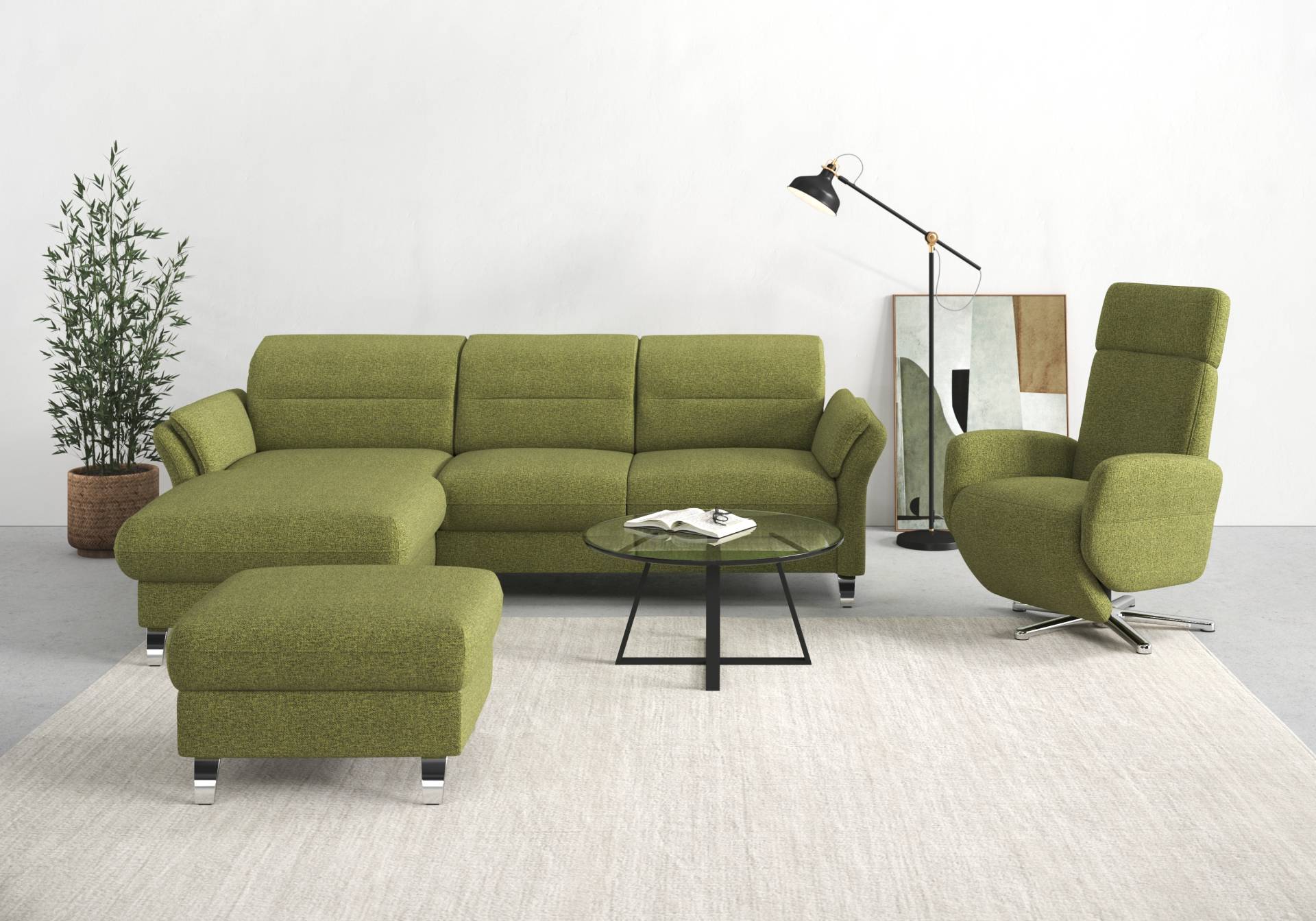 sit&more Ecksofa »Grenoble L-Form mit Federkern«, wahlweise mit Bettfunktion, Bettkasten, Arm- und Kopfteilverstellung von sit&more