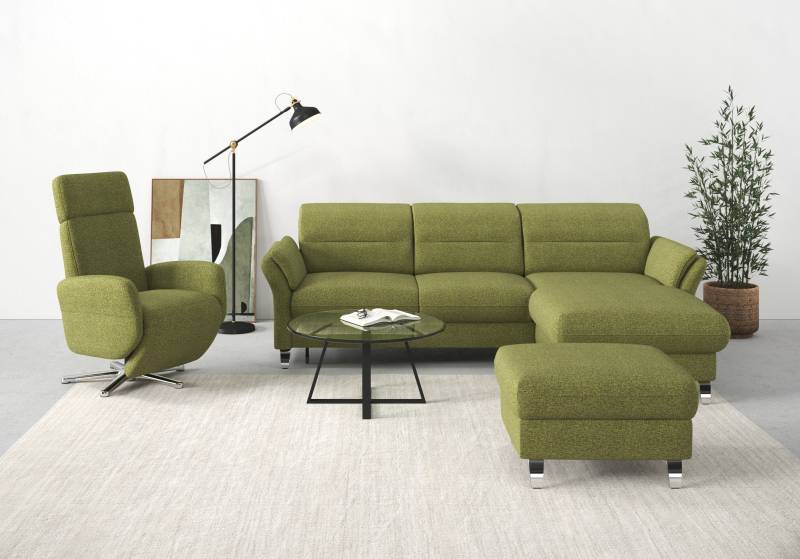 sit&more Ecksofa »Grenoble L-Form mit Federkern«, wahlweise mit Bettfunktion, Bettkasten, Arm- und Kopfteilverstellung von sit&more