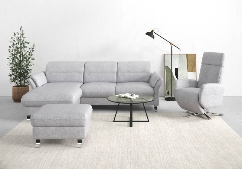 sit&more Ecksofa »Grenoble L-Form mit Federkern«, wahlweise mit Bettfunktion, Bettkasten, Arm- und Kopfteilverstellung von sit&more