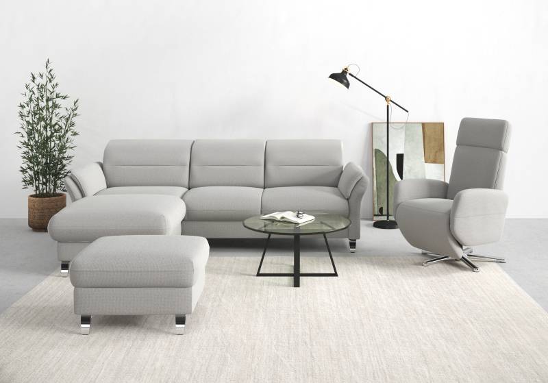 sit&more Ecksofa »Grenoble L-Form mit Federkern«, wahlweise mit Bettfunktion, Bettkasten, Arm- und Kopfteilverstellung von sit&more