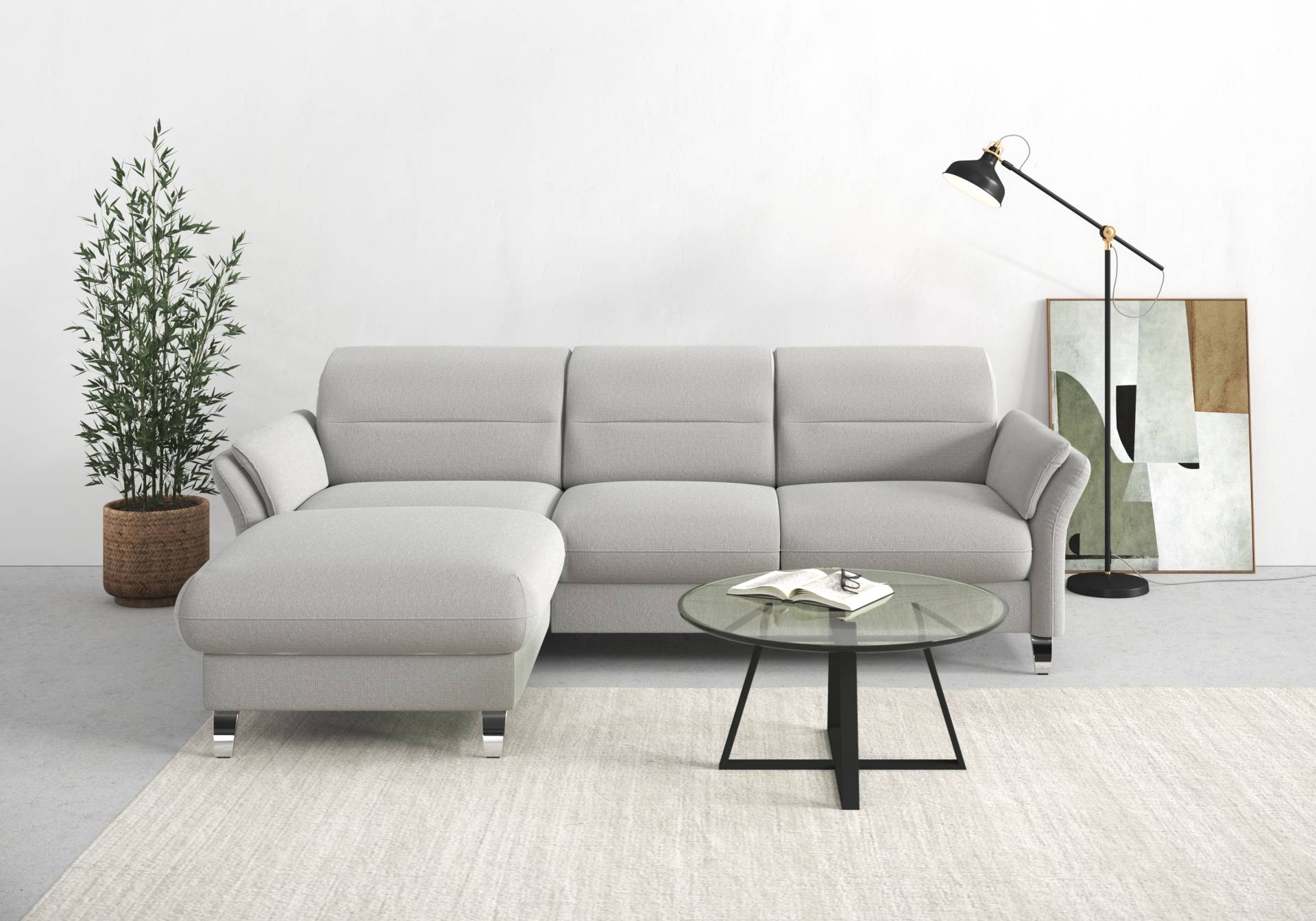 sit&more Ecksofa »Grenoble L-Form mit Federkern«, wahlweise mit Bettfunktion, Bettkasten, Arm- und Kopfteilverstellung von sit&more