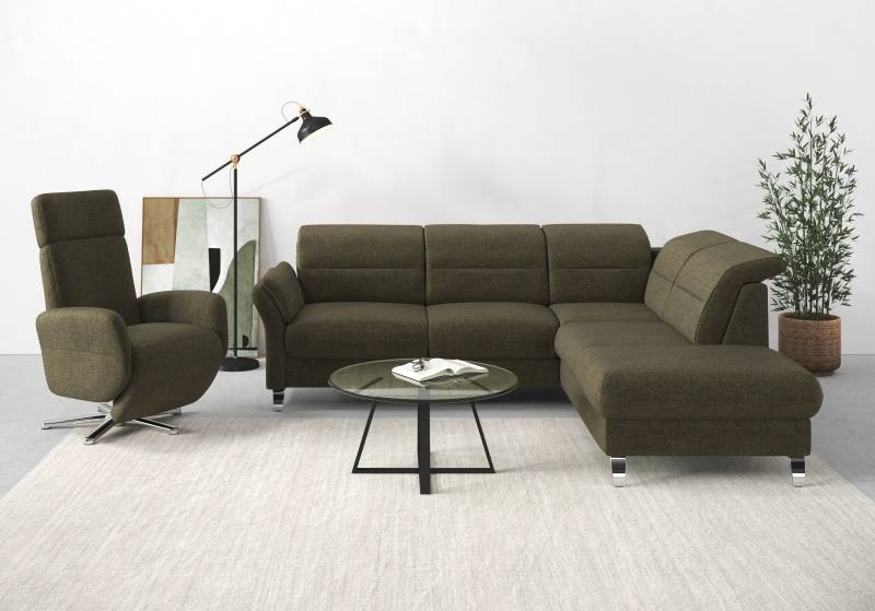 sit&more Ecksofa »Grenoble L-Form mit Federkern«, wahlweise mit Bettfunktion, Bettkasten, Arm- und Kopfteilverstellung von sit&more