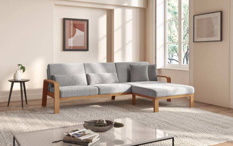 sit&more Ecksofa »Kolding L-Form«, Armlehnen aus eichefarbigem Buchenholz, verschiedene Bezüge und Farben von sit&more