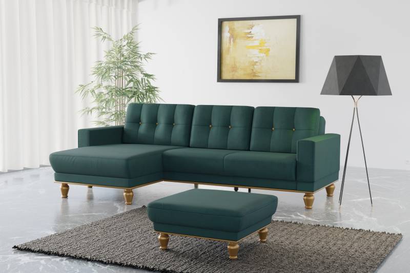 sit&more Ecksofa »Orient 5 V L-Form«, mit Strass-Stein, wahlweise mit Bettfunktion und Bettkasten von sit&more