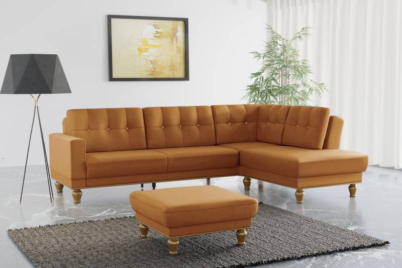 sit&more Ecksofa »Orient 5 V L-Form«, mit Strass-Stein, wahlweise mit Bettfunktion und Bettkasten von sit&more