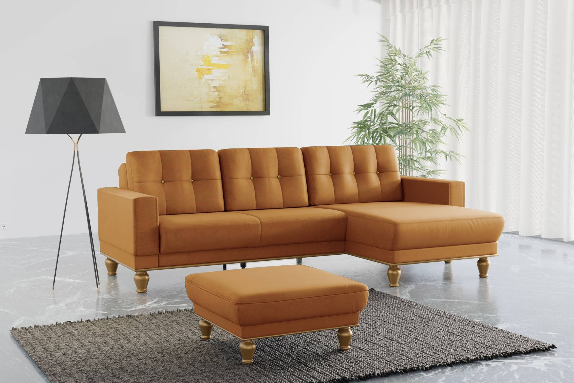 sit&more Ecksofa »Orient 5 V L-Form«, mit Strass-Stein, wahlweise mit Bettfunktion und Bettkasten von sit&more