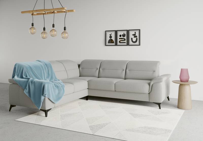 sit&more Ecksofa »Sinatra L-Form«, optinal mit Kopfteilverstellung und Armteilfunktion, Metallfüsse von sit&more