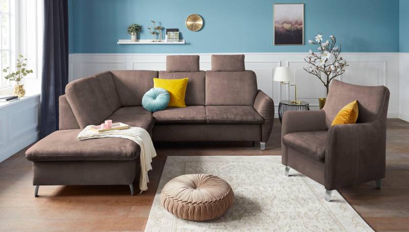 sit&more Ecksofa »Daytona L-Form«, mit Federkern, zwei Kopfstützen und wahlweise mit Bettfunktion von sit&more