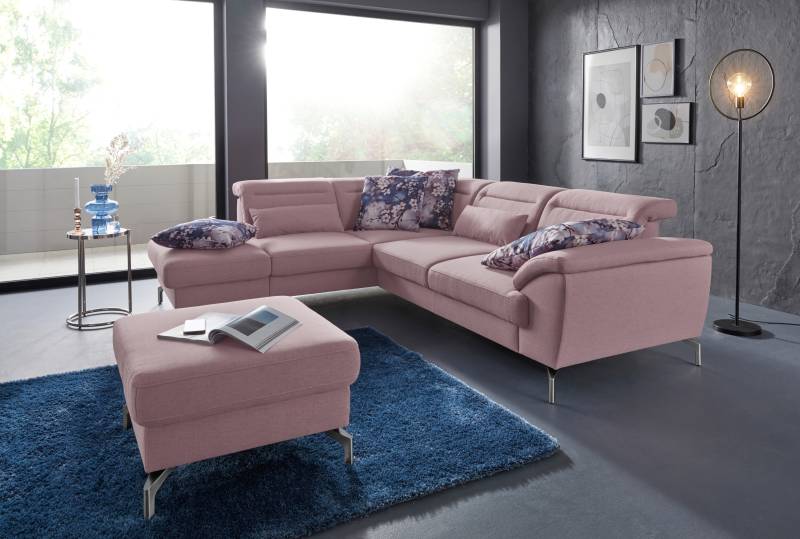 sit&more Ecksofa »Percy L-Form«, 15 cm Fusshöhe, Sitztiefenverstellung, wahlweise in 2 Fussfarben von sit&more