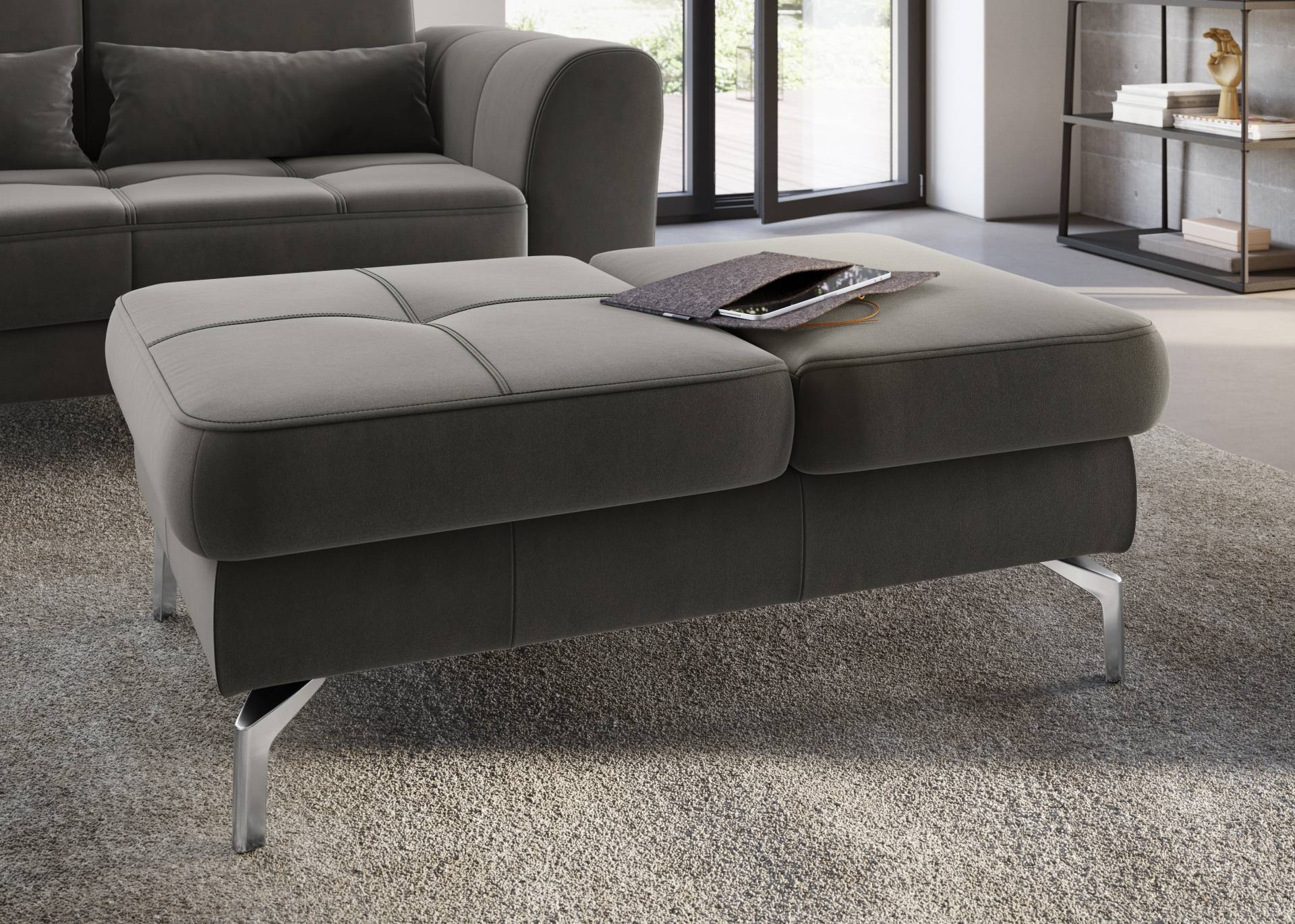 sit&more Hocker »Bendigo«, mit Klappfunktion, Bodenfreiheit 15 cm, wahlweise in 2 Fussfarben von sit&more