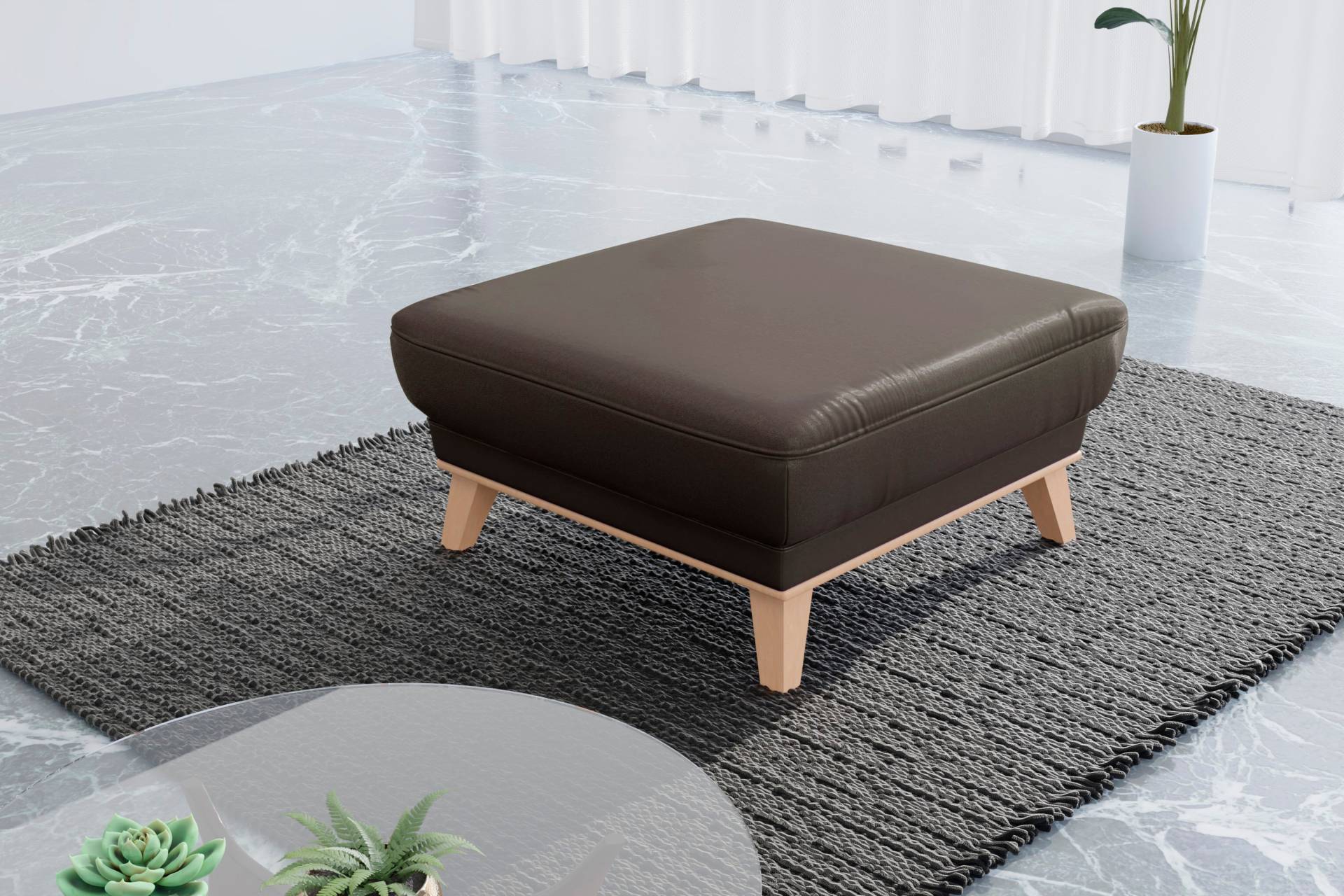 sit&more Polsterhocker »Lavida«, Mit elegantem Holzrahmen von sit&more