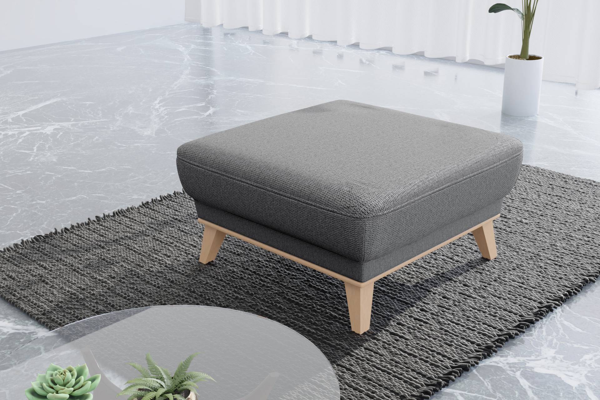 sit&more Polsterhocker »Lavida«, Mit elegantem Holzrahmen von sit&more