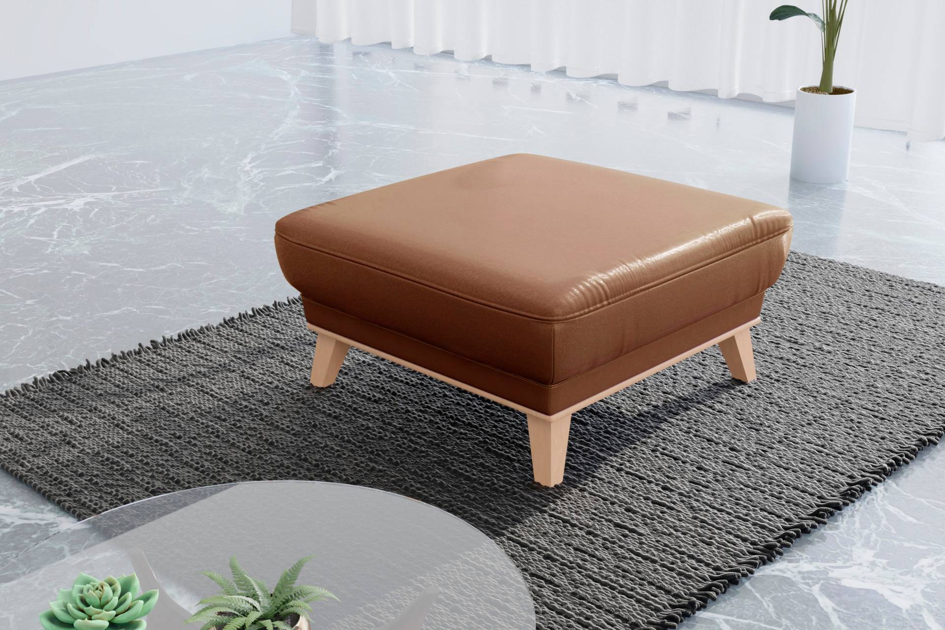 sit&more Polsterhocker »Lavida«, Mit elegantem Holzrahmen von sit&more