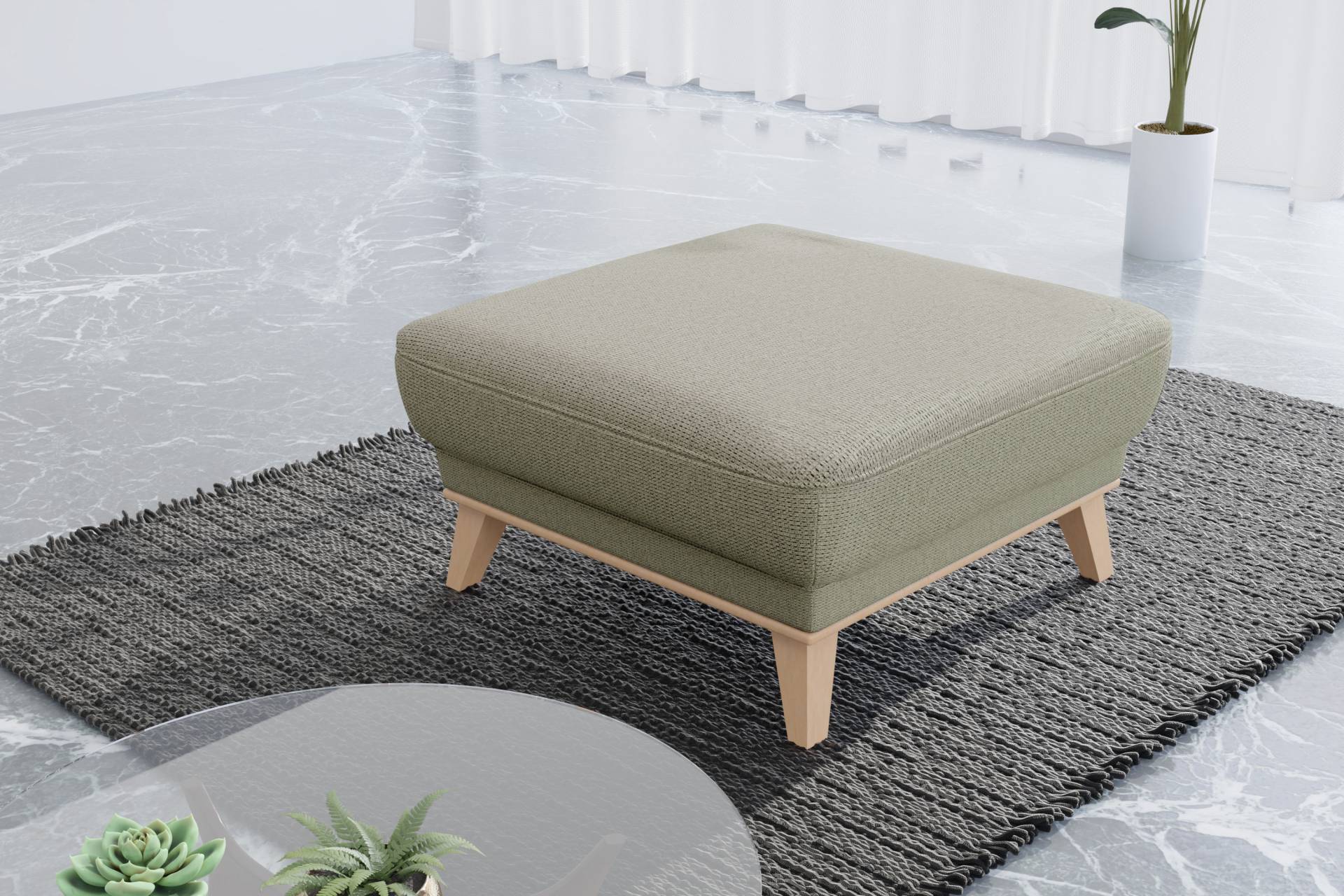 sit&more Polsterhocker »Lavida«, Mit elegantem Holzrahmen von sit&more