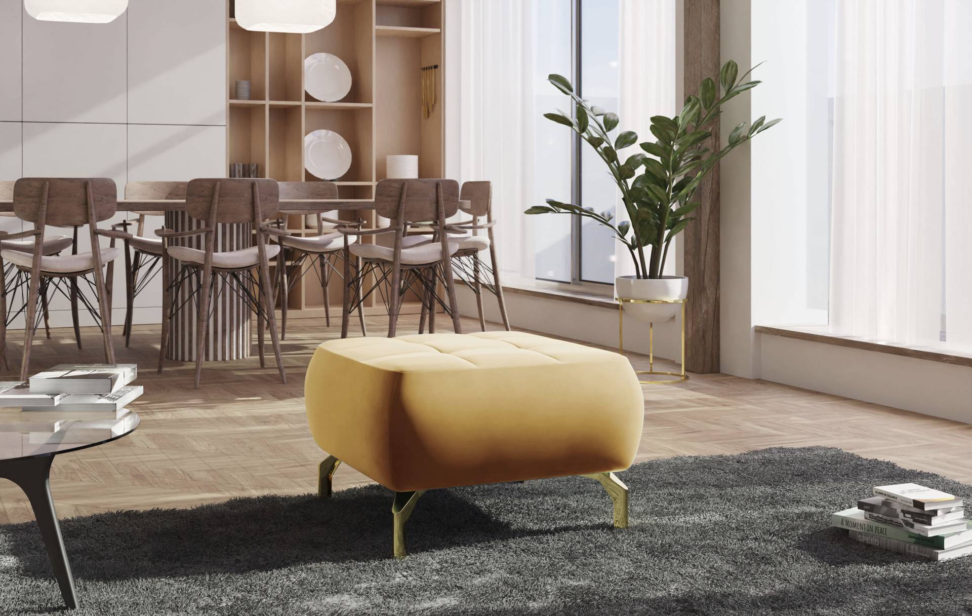 sit&more Polsterhocker »Orient 1«, goldfarbene Metallfüsse sit&more Polsterhocker »Orient 1«, goldfarbene Metallfüsse von sit&more