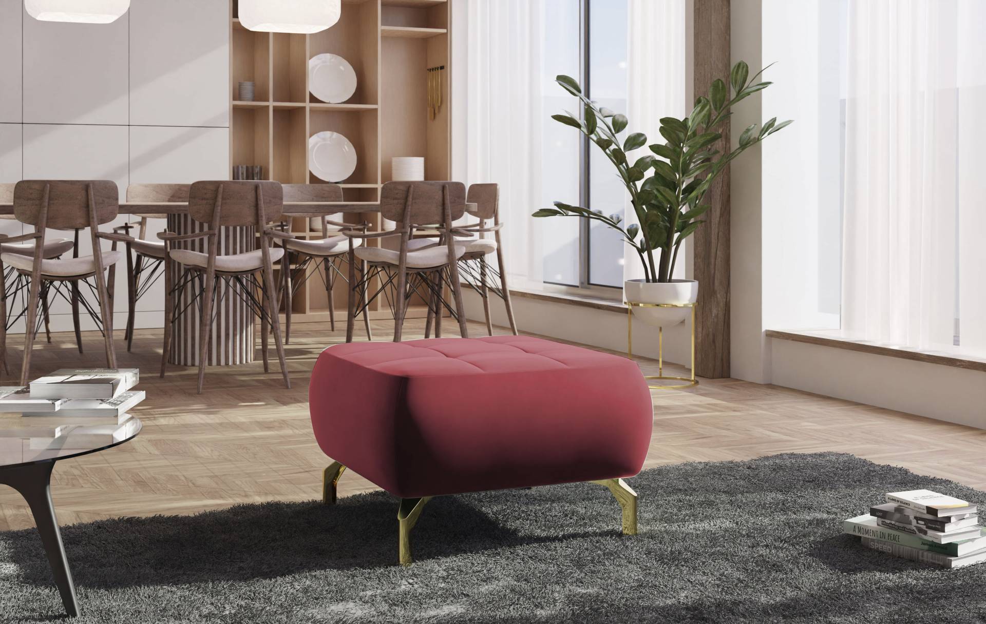sit&more Polsterhocker »Orient 1«, goldfarbene Metallfüsse sit&more Polsterhocker »Orient 1«, goldfarbene Metallfüsse von sit&more
