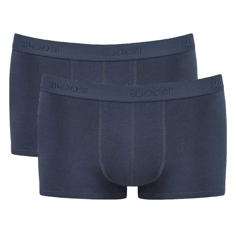 Boxershort 2er Pack Figurbetont-24/7 Hipster Herren Blau S von sloggi