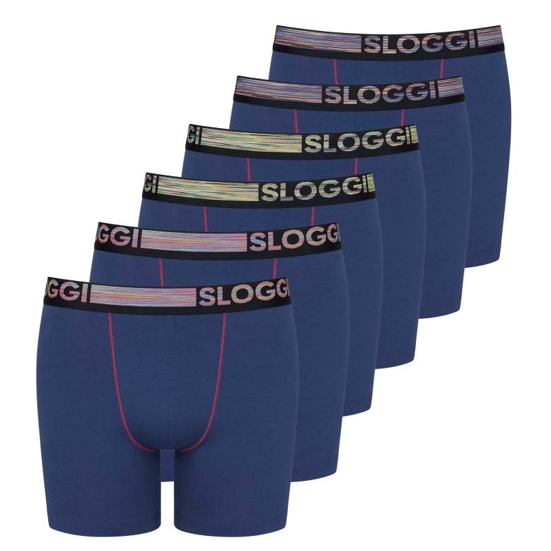 Boxershort 6er Pack Figurbetont-go Abc Natural H Short 6p Herren Blau S von sloggi