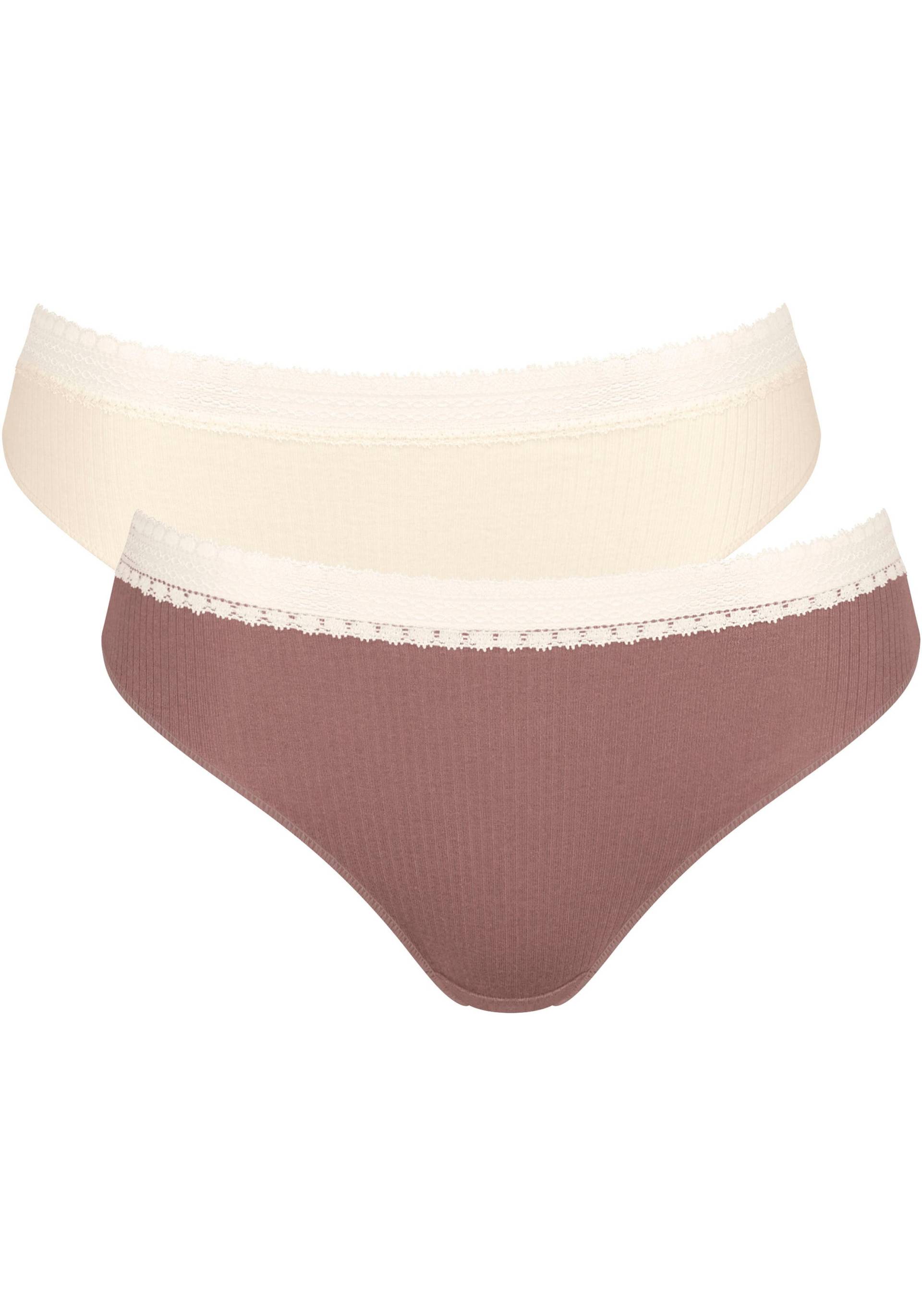 sloggi Slip »GO Ribbed R Tai C2P«, (Packung, 2 St., 2er Pack), weiche Rippware mit Spitzenbesatz von sloggi