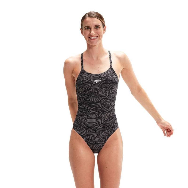 Speedo - Badeanzug Gekreuzte Rückenträger, für Damen, Schwarz, Größe 42 von Speedo