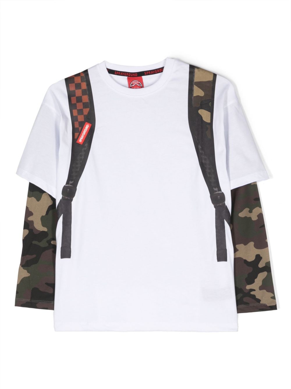 sprayground kid backpack-print layered cotton T-shirt - White von sprayground kid