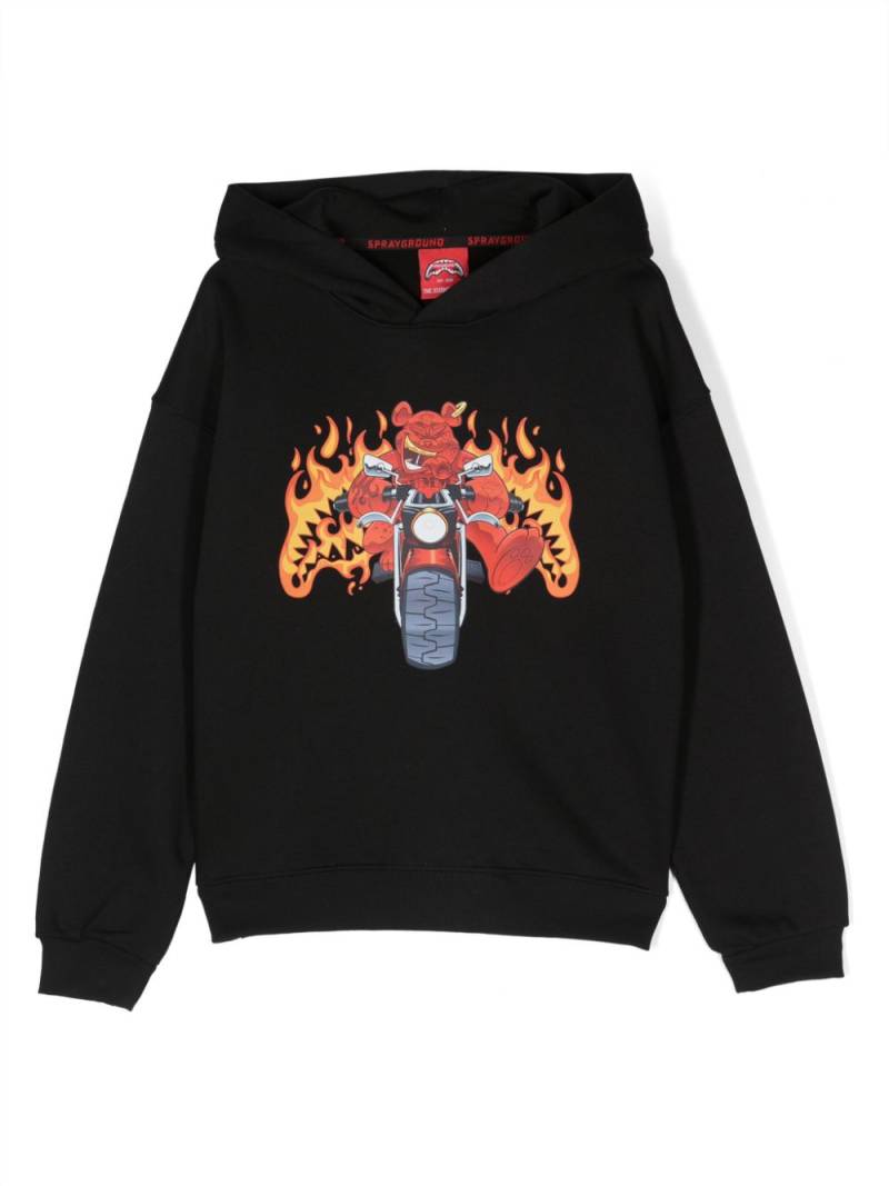 sprayground kid graphic-print cotton hoodie - Black von sprayground kid