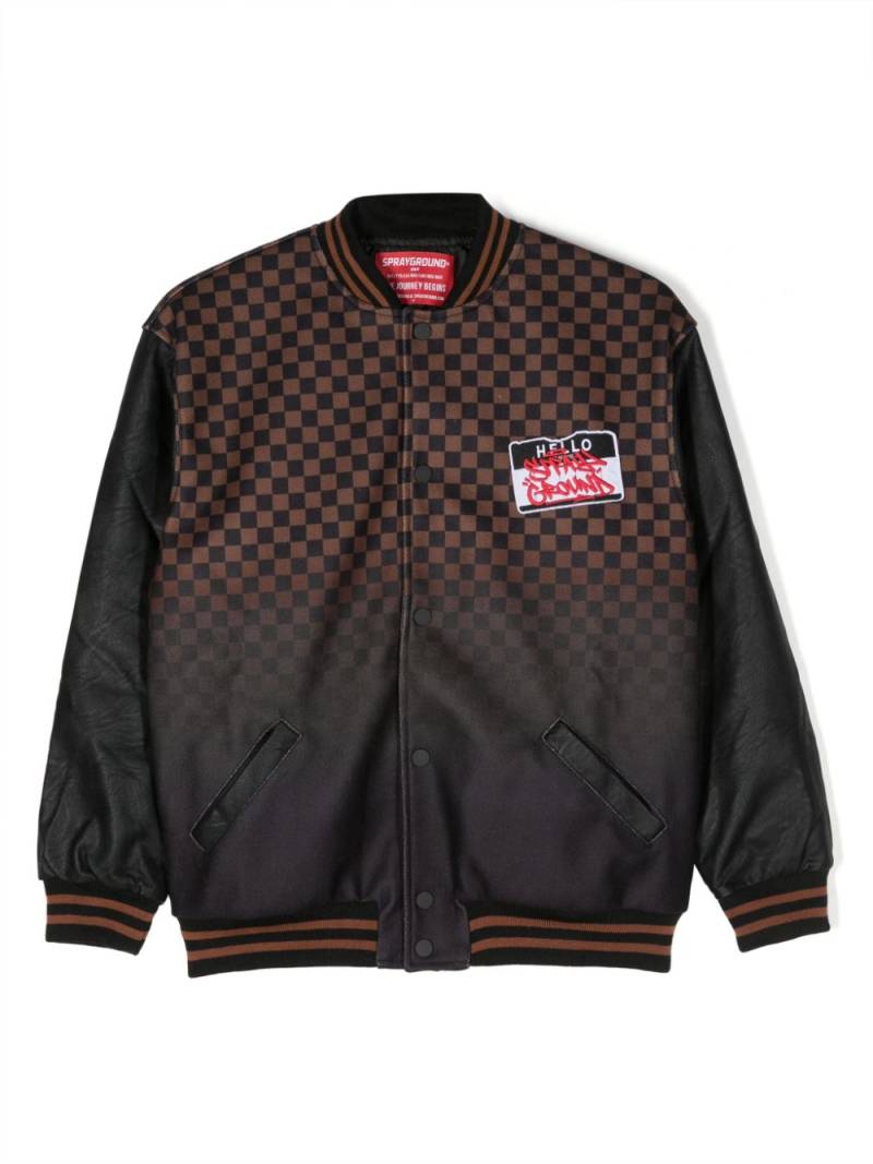 sprayground kid logo-patch checked bomber jacket - Black von sprayground kid