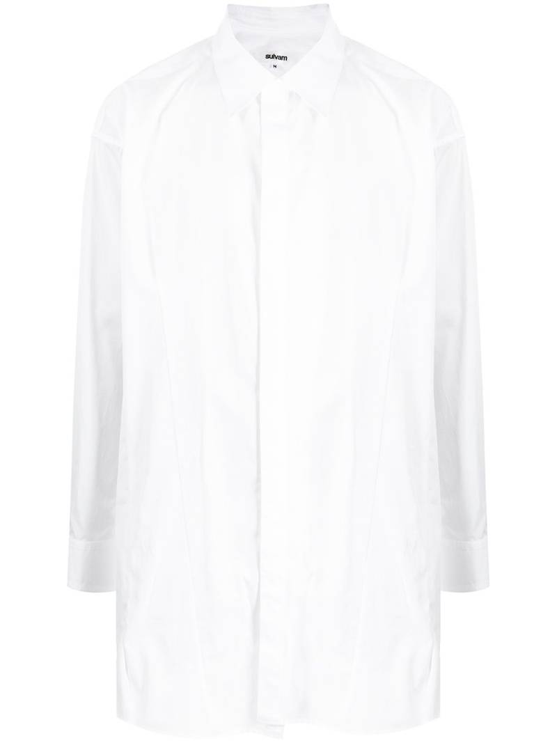 sulvam curved hem oversized shirt - White von sulvam