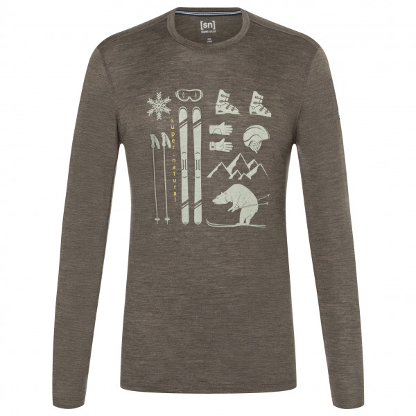 super.natural - Skiing Bear L/S - Longsleeve Gr L;M;S;XL;XXL blau;oliv;schwarz von super.natural