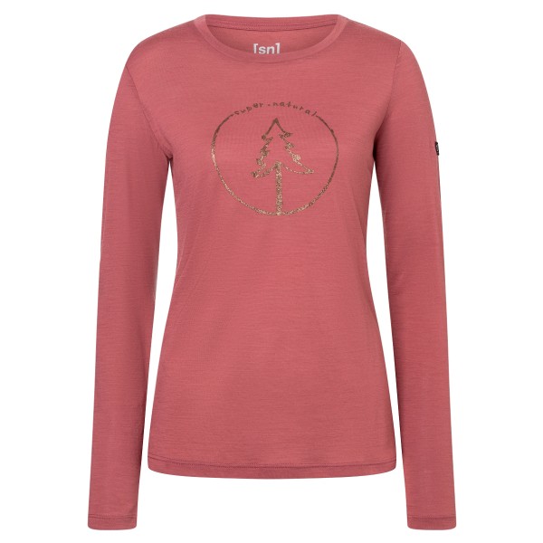 super.natural - Women's Bubble Tree L/S - Longsleeve Gr 36 - S rosa/rot von super.natural