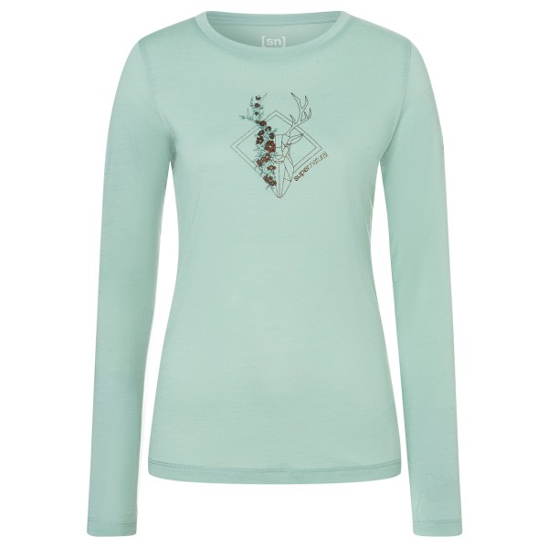 super.natural - Women's Deer Art L/S - Longsleeve Gr 34 - XS grün von super.natural