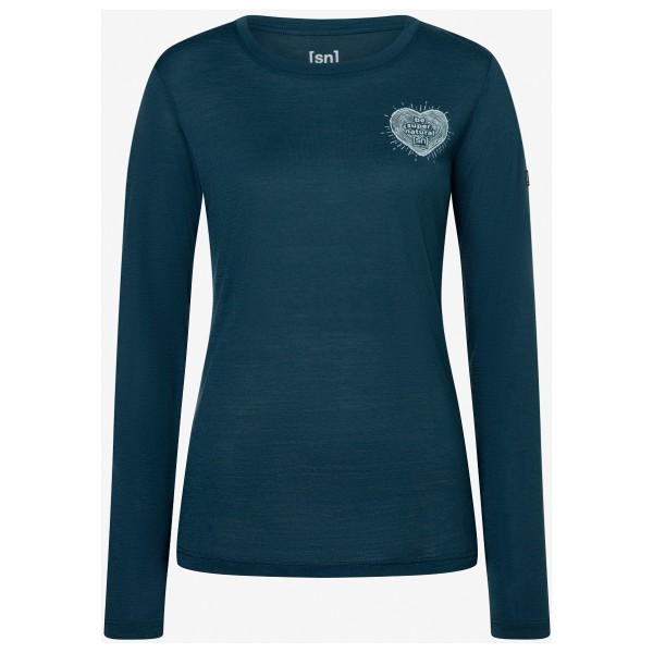 super.natural - Women's Little Heartwood L/S - Longsleeve Gr 36 - S blau von super.natural