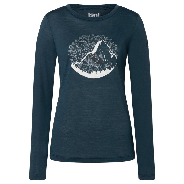 super.natural - Women's Mountain Mandala Tree L/S - Longsleeve Gr 38 - M blau von super.natural