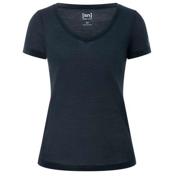 super.natural - Women's Sierra 140 V Neck - Merinoshirt Gr S blau von super.natural