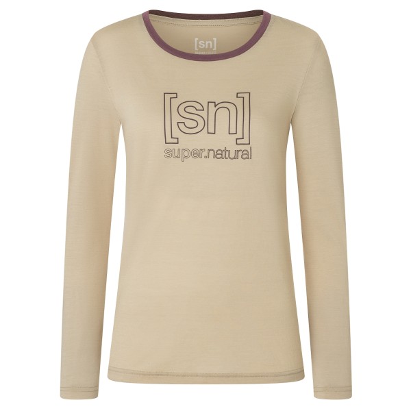 super.natural - Women's The Essential Logo L/S - Longsleeve Gr XS beige von super.natural