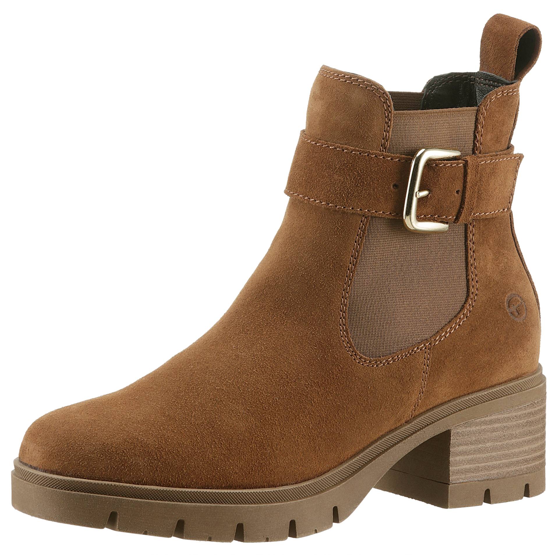 Tamaris Chelseaboots, Blockabsatz, Businessmode, Stiefelette mit Zierschnalle Tamaris Chelseaboots, Blockabsatz, Businessmode, Stiefelette mit Zierschnalle von tamaris