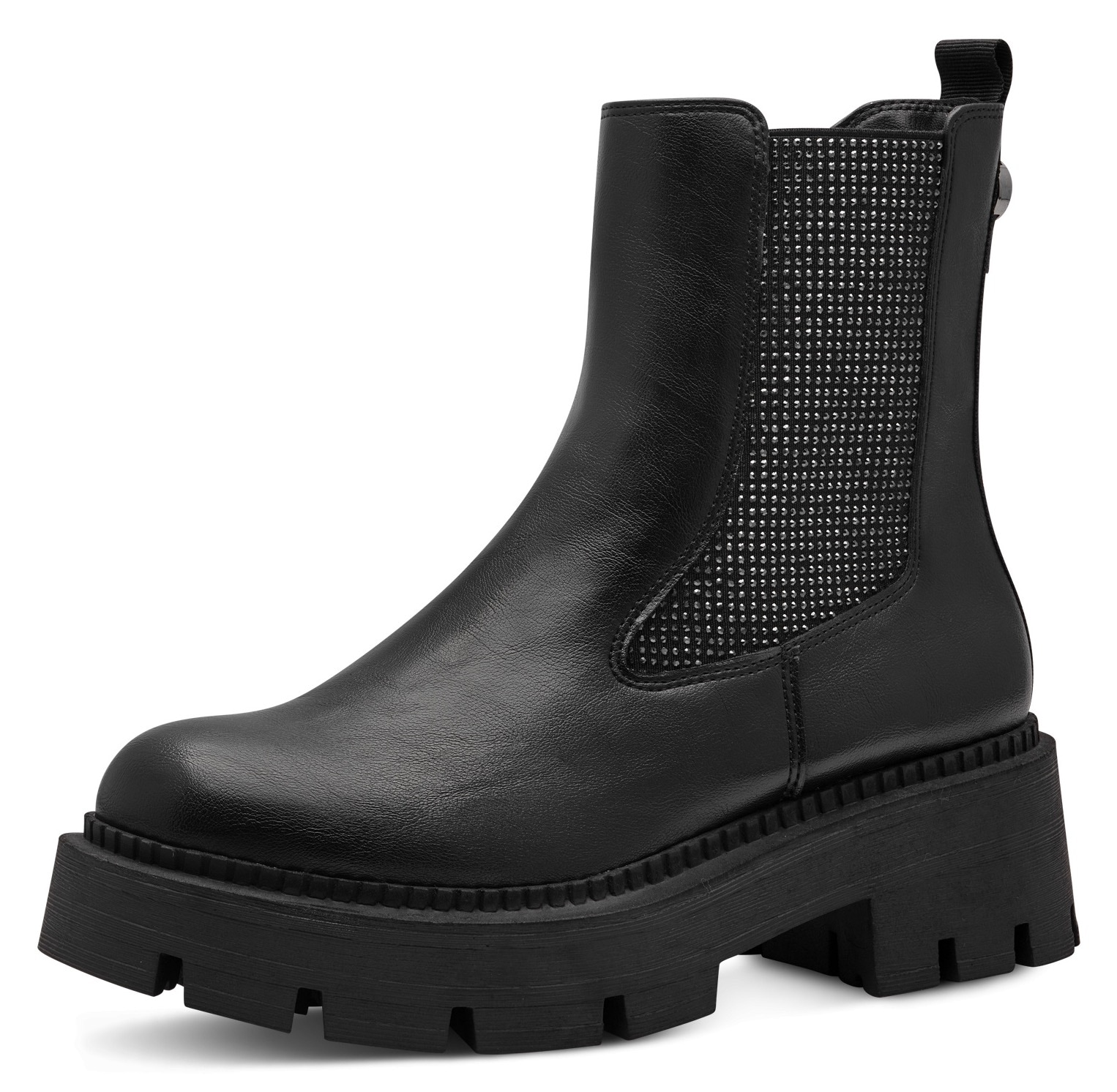 Tamaris Chelseaboots, Blockabsatz, Stiefelette mit funkelnden Strasssteinen besetzt Tamaris Chelseaboots, Blockabsatz, Stiefelette mit funkelnden Strasssteinen besetzt von tamaris